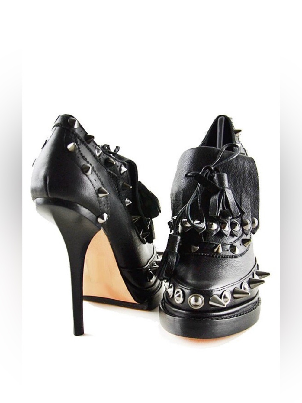 Jeffrey Campbell braveheart black leather studded platform goth metal booties 9